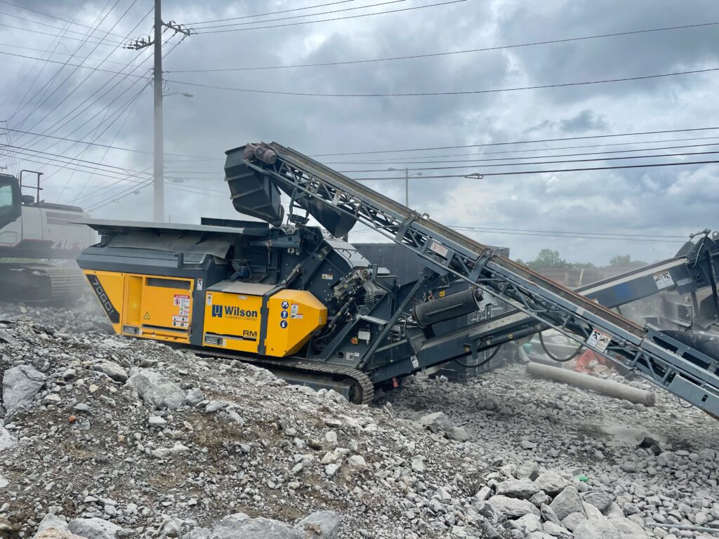 Rock crushing and recycling machine at Grade Werks